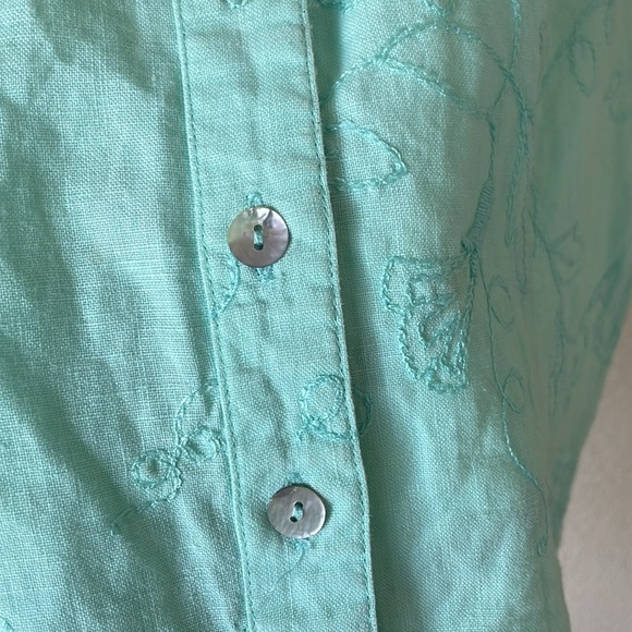 Irish Linen Richard Malcolm Embroidered Sleeveless Blouse Top W’s PS Beach Tank - Picture 7 of 12